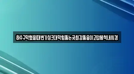 하수구막혔을때변기싱크대막힘뚫는곳최강뚫음이고압세척내시경