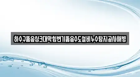 하수구뚫음싱크대막힘변기뚫음수도설비누수탐지공사해빙