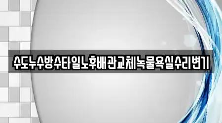 누수 수리 팔복동4가 4곳, 상세 안내 누수 수리 팔복동4가 4곳, 상세 안내